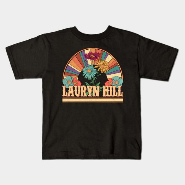 Lauryn Flowers Name Hill Personalized Gifts Retro Style Kids T-Shirt by Dinosaur Mask Store